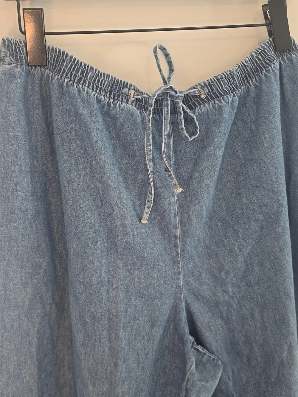 Vintage 90's Sailboat Plus Size Ty Light Blue Denim Drawstring Capri Pants - Picture 3 of 7